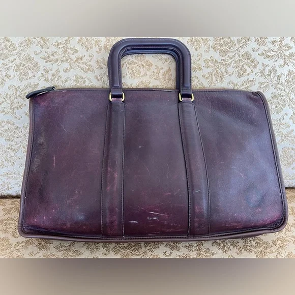 Vintage COACH Attache Burgundy New York City Leather Briefcase Portfolio 5060